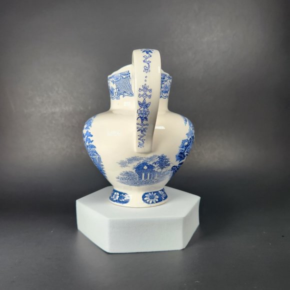 Vintage Blue White Willow Handpainted Pitcher /Japan Teapot + Plate /Asian Scene - Picture 5 of 7